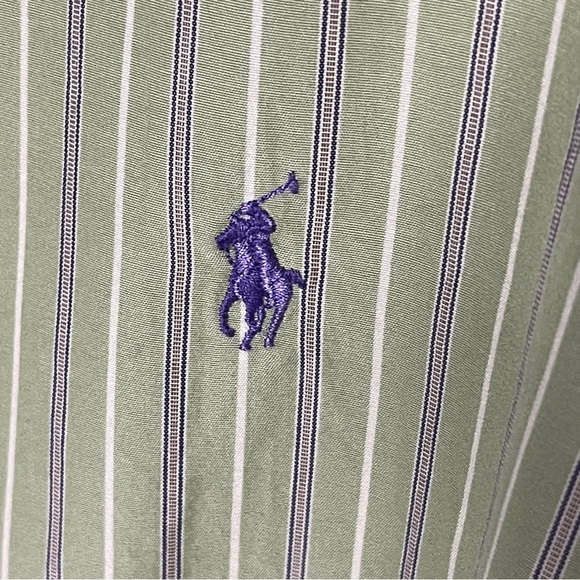 Polo Ralph Lauren Green Purple Vertical Striped Button Down Shirt Size XXL 2XL - Picture 3 of 8